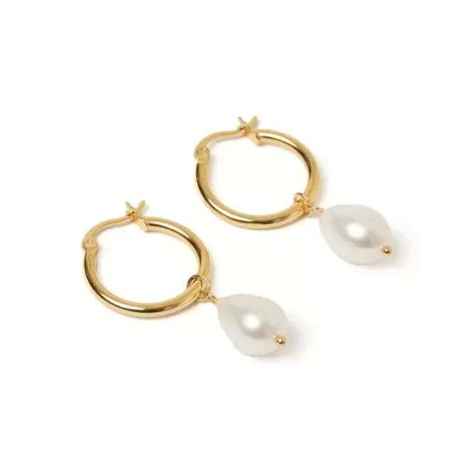Arms of Eve Jewellery|Jewellery>Augusta Gold Hoop & Freshwater Pearl Earrings - Small