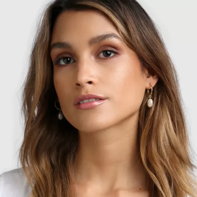 Arms of Eve Jewellery|Jewellery>Augusta Gold Hoop & Freshwater Pearl Earrings - Small