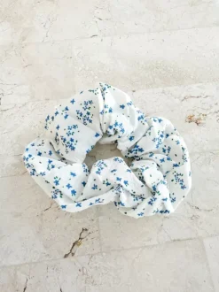 Golden Tribe Hair>Ditsy Blue Floral Scrunchie