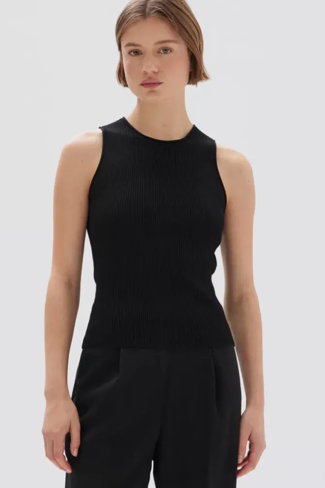 Assembly Label Tanks>Faye Knit Tank - Black