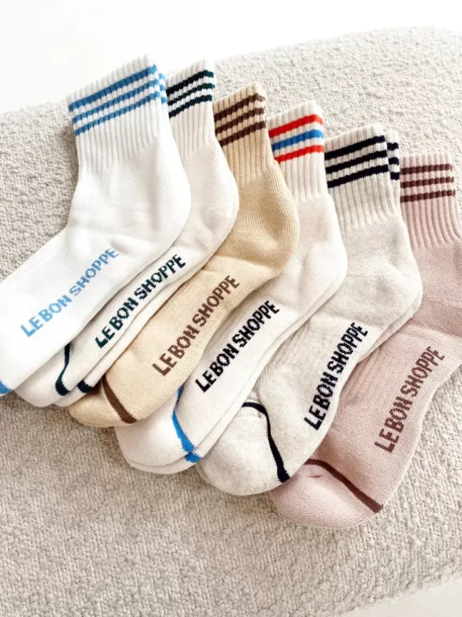 Le Bon Shoppe Socks>Girlfriend Socks - Oatmeal Stripe