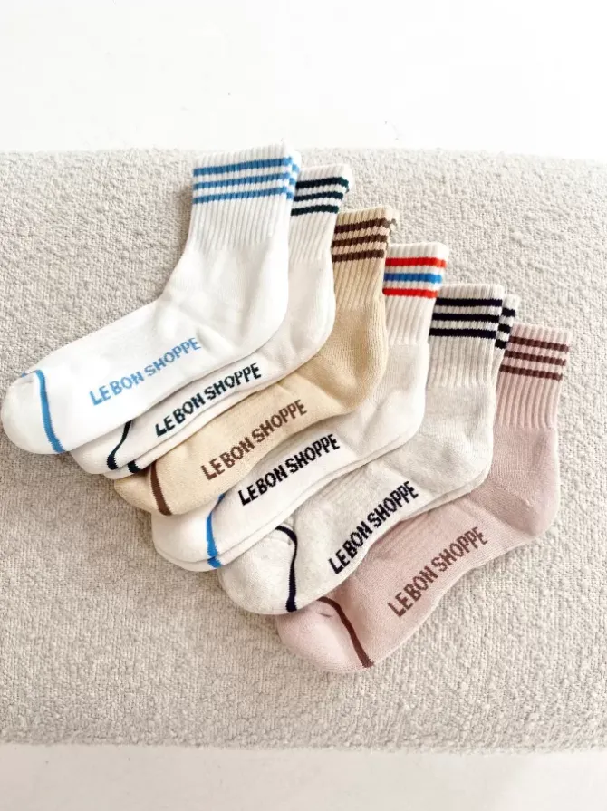 Le Bon Shoppe Socks>Girlfriend Socks - Oatmeal Stripe