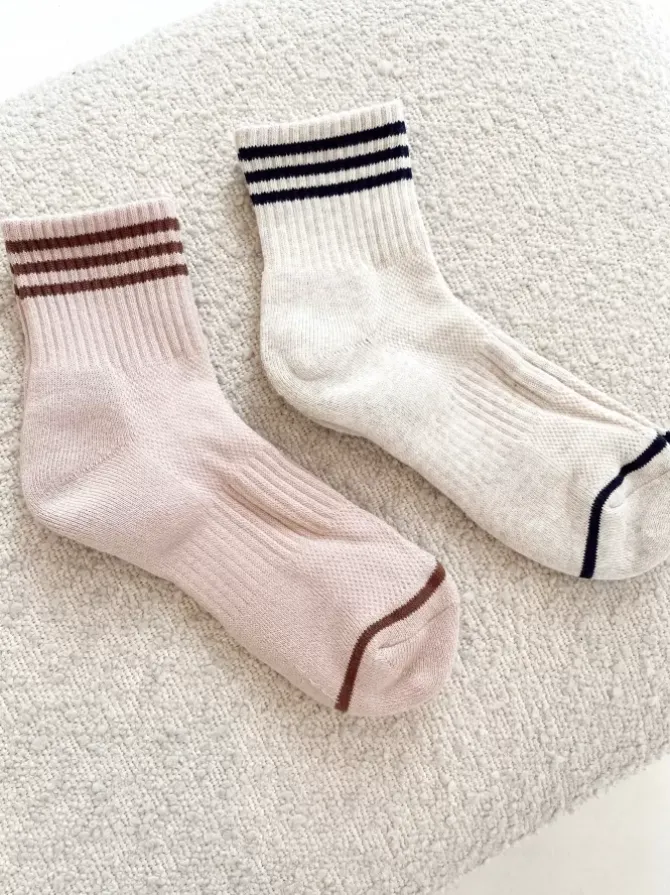 Le Bon Shoppe Socks>Girlfriend Socks - Oatmeal Stripe