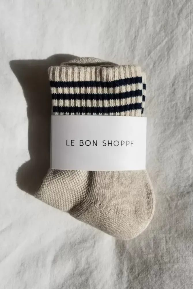 Le Bon Shoppe Socks>Girlfriend Socks - Oatmeal Stripe