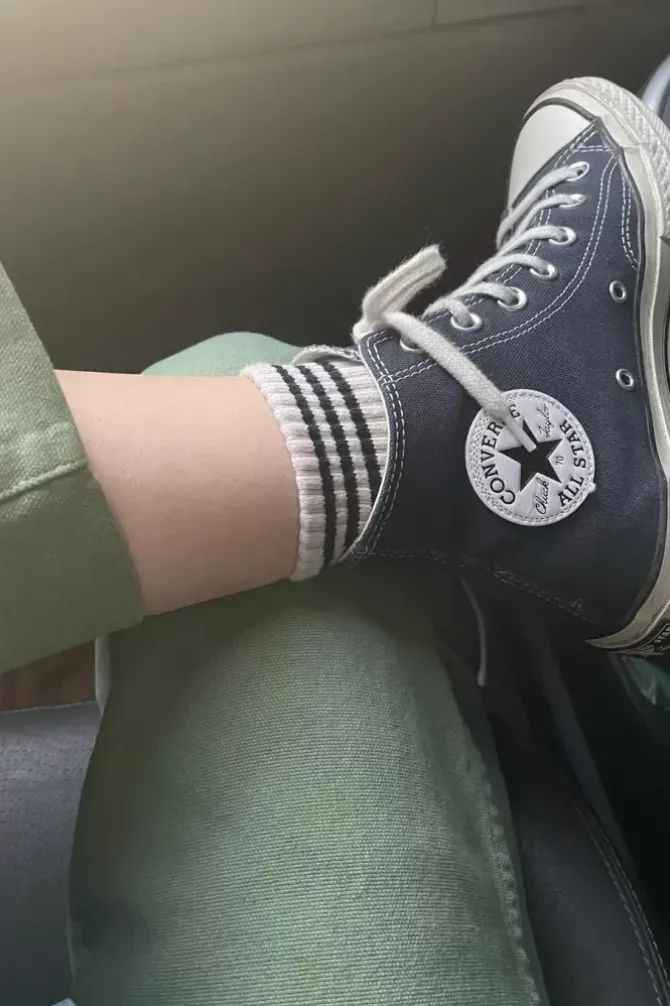 Le Bon Shoppe Socks>Girlfriend Socks - Oatmeal Stripe