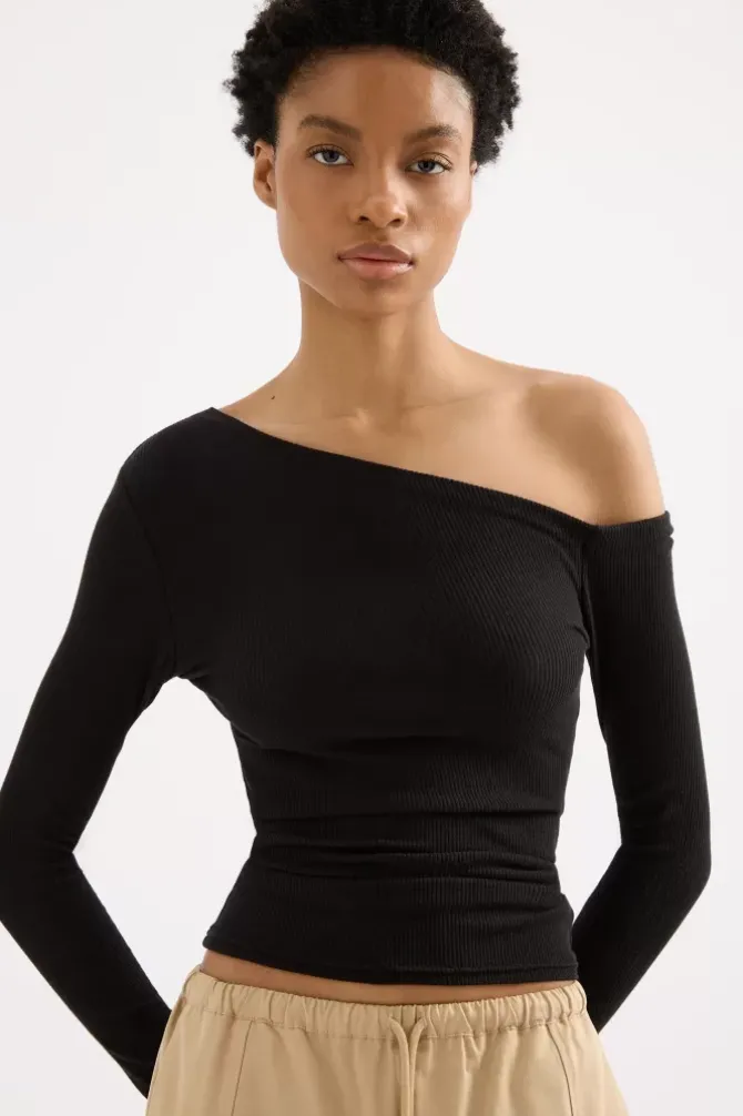 Nude Lucy Tops>Kyan LS Top - Black