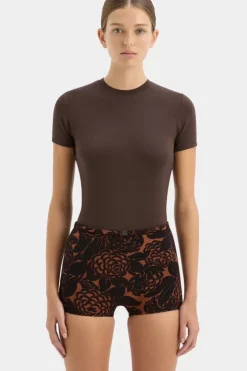 SIR. Tops>Leah Fitted Tee - Chocolate