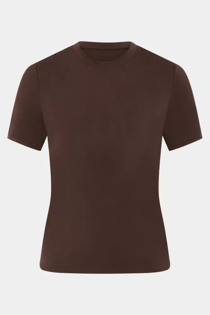 SIR. Tops>Leah Fitted Tee - Chocolate