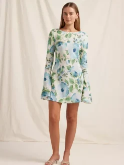 Peony Swimwear Dresses>Memento Long Sleeve Mini Dress - Isles