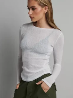 Bayse Brand Tops>Myles Crew Neck Top - White