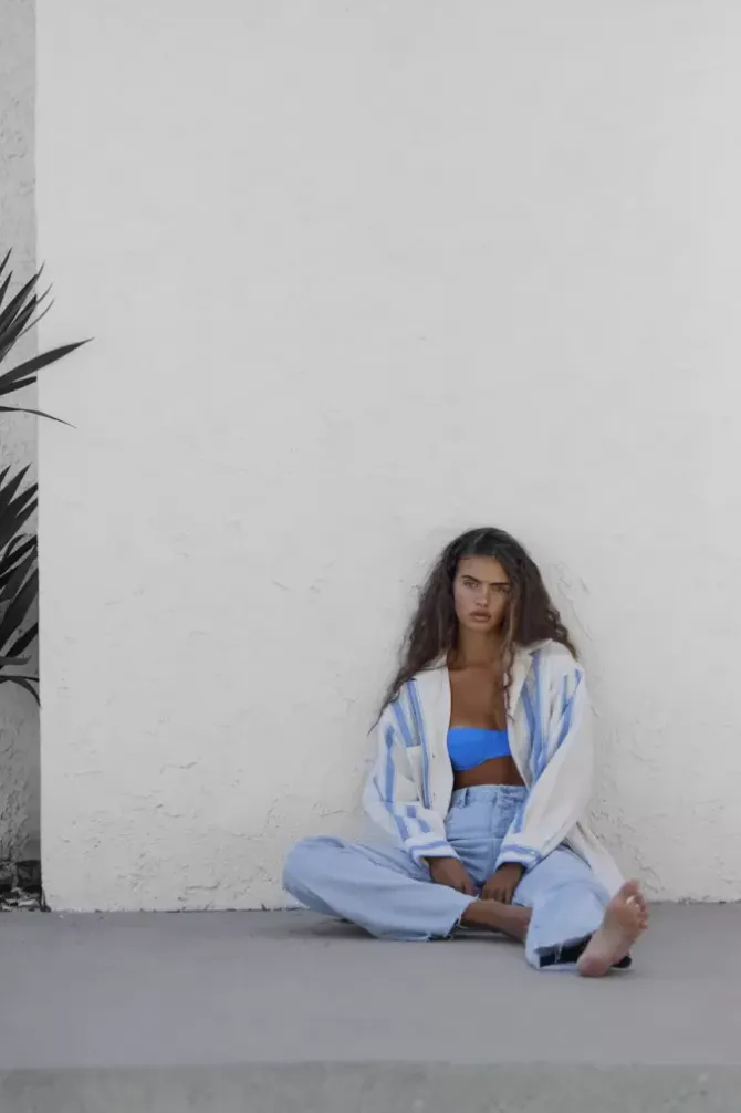 Zulu and Zephyr Swim>Ocean Blue Textured Balconette Bra Cup