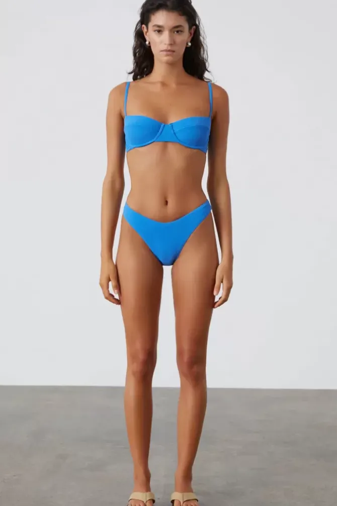 Zulu and Zephyr Swim>Ocean Blue Textured Curve Brief