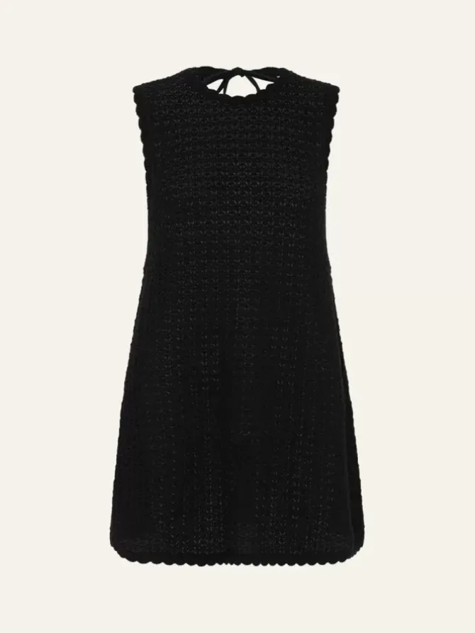 Peony Swimwear Dresses>Pointelle Shift Mini Dress - Noir