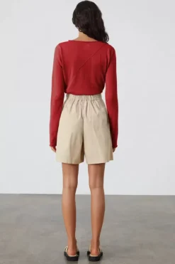 Zulu and Zephyr Tops>Red Panelled Knit Top