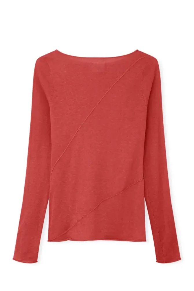 Zulu and Zephyr Tops>Red Panelled Knit Top