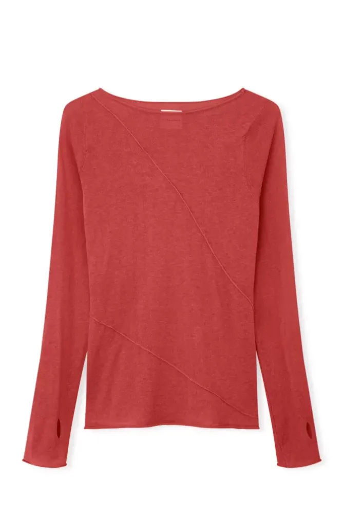 Zulu and Zephyr Tops>Red Panelled Knit Top