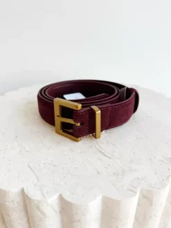BLVD. the label Belts>Regular Suede Belt - Burgundy