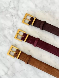 BLVD. the label Belts>Regular Suede Belt - Burgundy