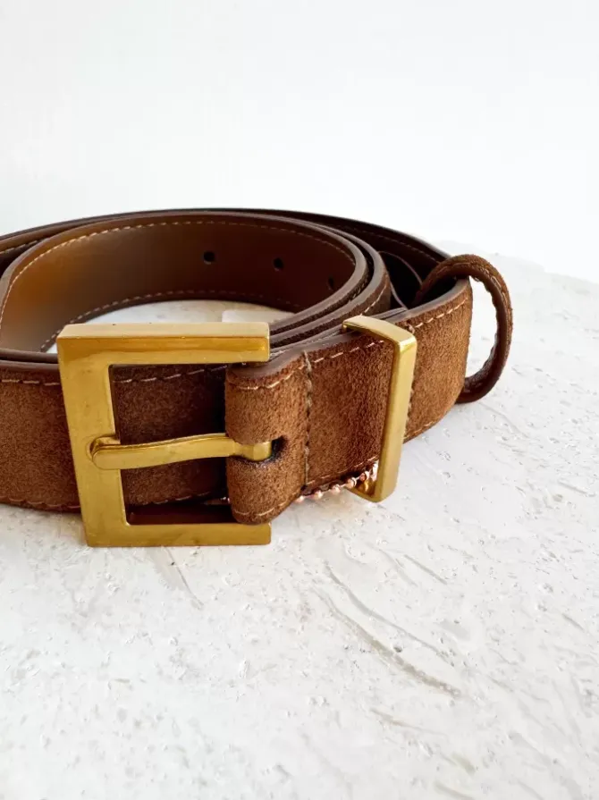 BLVD. the label Belts>Regular Suede Belt - Camel