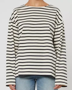 Neuw Denim Tops>Resort Stripe LS T Shirt