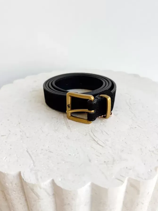 BLVD. the label Belts>Slim Suede Belt - Black