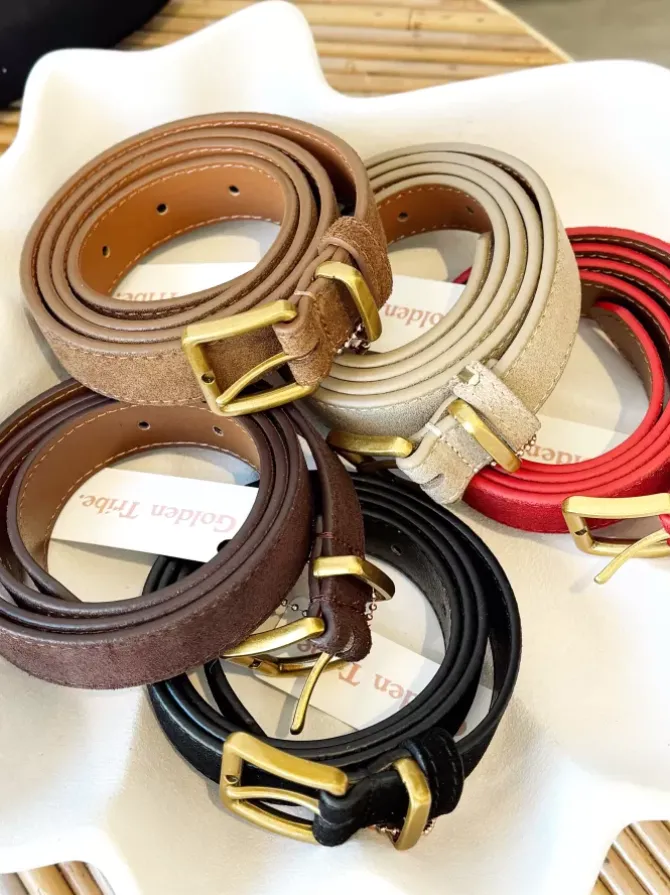 BLVD. the label Belts>Slim Suede Belt - Black