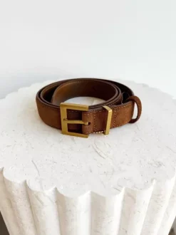 BLVD. the label Belts>Slim Suede Belt - Camel