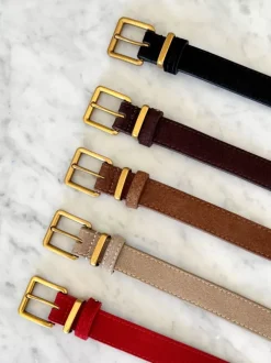 BLVD. the label Belts>Slim Suede Belt - Chocolate