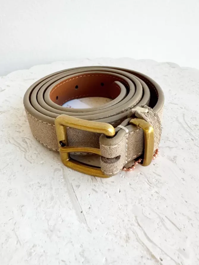 BLVD. the label Belts>Slim Suede Belt - Taupe