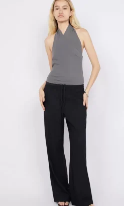 Bec + Bridge Tops>Sola Halter Bodysuit - Charcoal