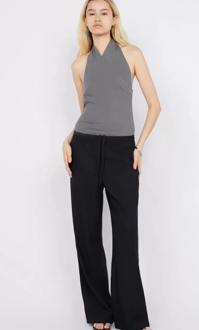 Bec + Bridge Tops>Sola Halter Bodysuit - Charcoal