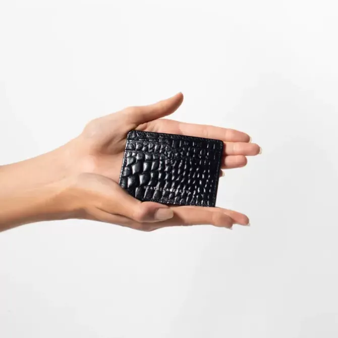 Status Anxiety Wallets>Together For Now - Black Croc Emboss