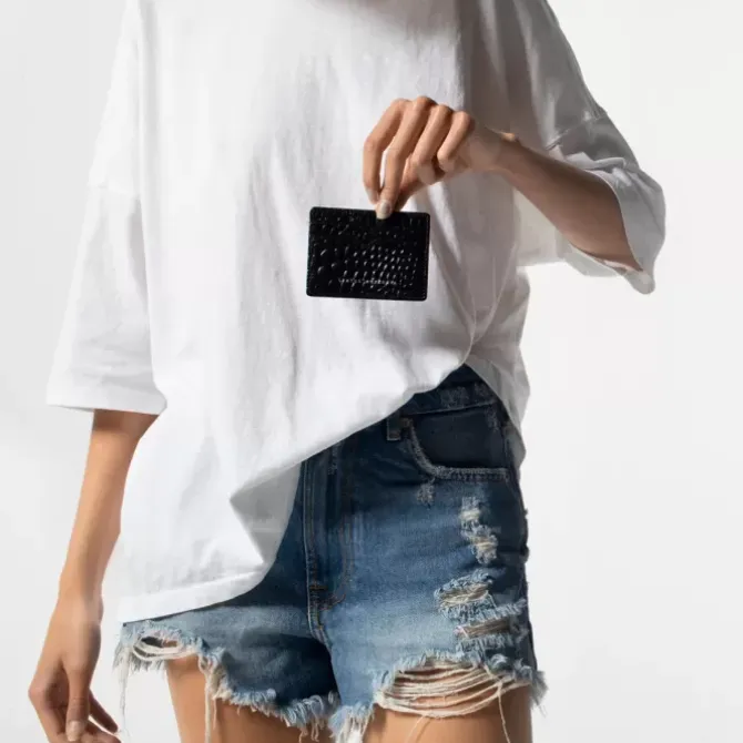 Status Anxiety Wallets>Together For Now - Black Croc Emboss