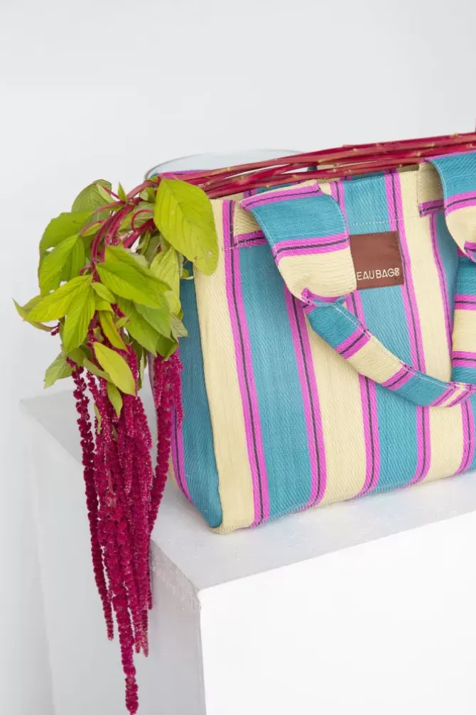 Eau Bags Handbags>Tote - Cerulean & Butter