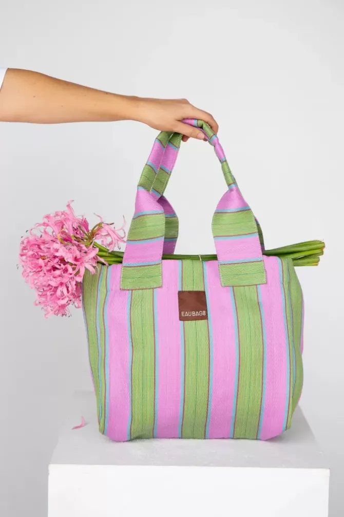 Eau Bags Handbags>Tote - Soft Pink & Fern