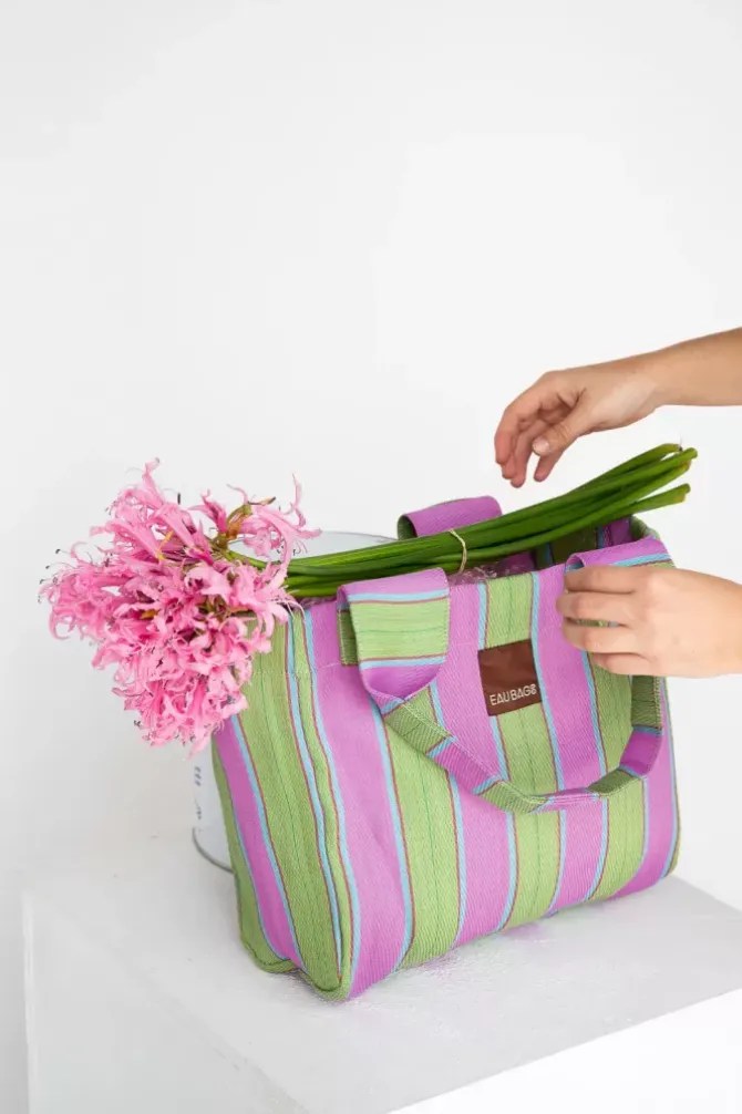 Eau Bags Handbags>Tote - Soft Pink & Fern