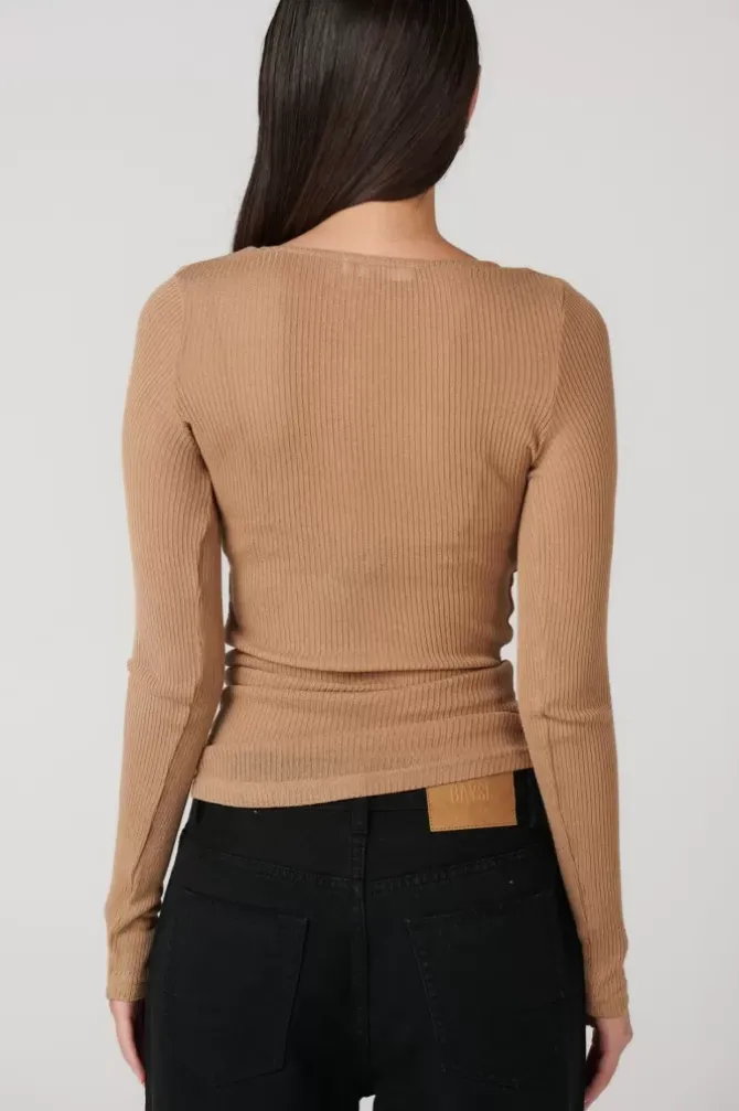 Bayse Brand Tops>Xavier Button Top - Latte